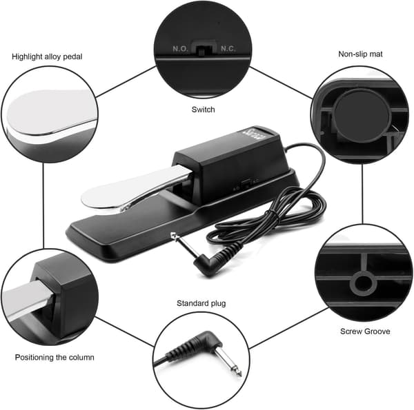 Universal Sustain Pedal för Piano Midi Elektroniskt Keyboard 0,25\"