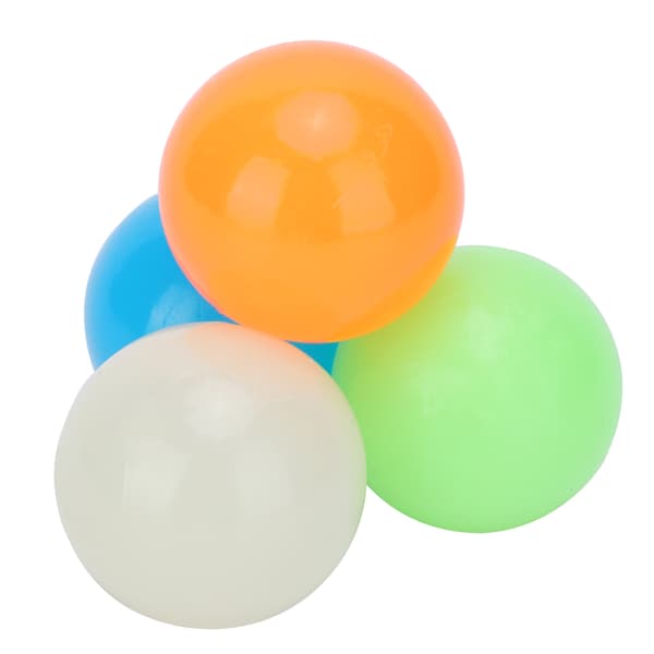 4 stk. Sticky Wall Ball Stress Relief Legetøj Dekompression Lysende Stick Ball Legetøjssæt 4 Farver 65mm
