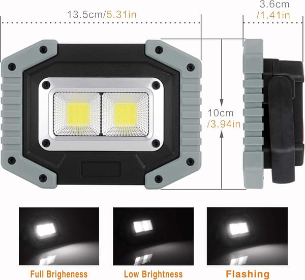Arbeidslampe oppladbar LED arbeidslampe bærbar spotlight C