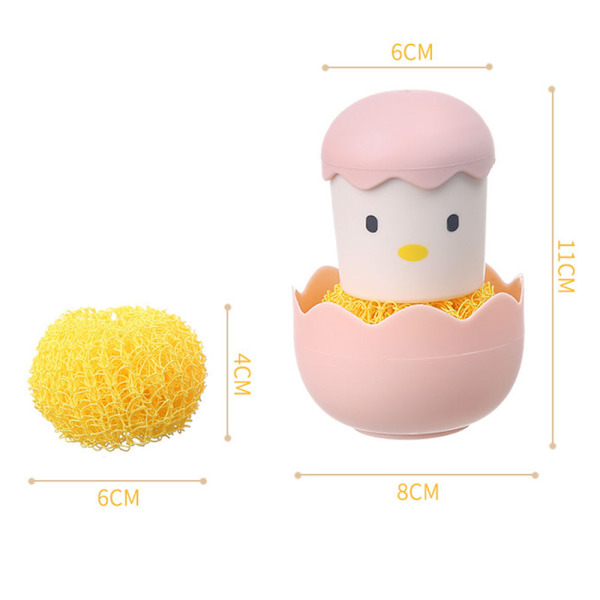 Chicken Egg Shape Pot Brush Adorable Multipurpose Pot Cleaning Tool for Kitchen Yellow Yellow
