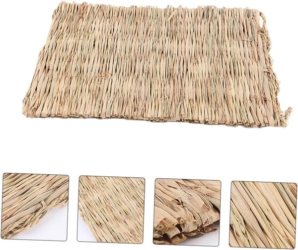Kjæledyr sovematte av maisblad og strå, beige -