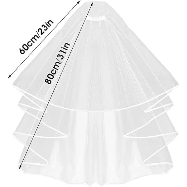 Simple Wedding Veil with Comb 2 Layer Tulle, Wedding Veil with Comb for Bachelorette Hen Party Night Party