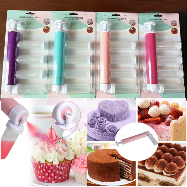Manuell kakesprøytepistol Kakefargesprøyte Bakeverktøy Kakesprayboks DIY bakeformer (lilla)