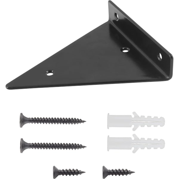 Triangular Shelf Bracket, Wall Mounted, Heavy Duty Hidden, Black, for 15-25cm Shelves, 4x