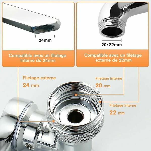 1080° svingbar lufter, kjøkkenkran-sprøyte med 2 spraymoduser, universelt tilbehør til kran i solid messing, vaskelufter