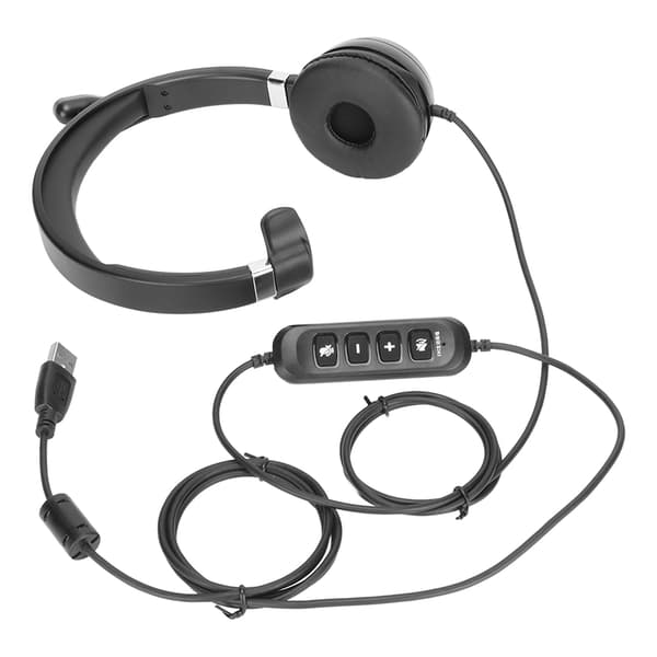 USB Business Headset ENC Noise Cancelling Single Ear Support Speaker Volume Adjustment Mute Wired Headphone with Microphone