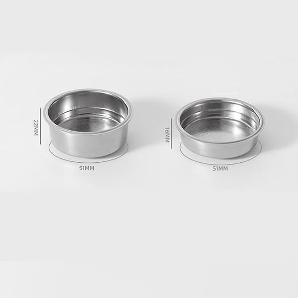 2 stk 51 mm kaffemaskine trykfilterkurv i rustfrit stål, pulverkurv, bundløs kaffe (FMY) Sølv Silver
