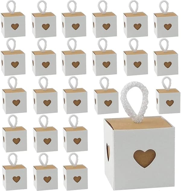 Presentförpackning, 50 st bröllopsfavoritlådor, kartongpresentlåda, tom presentlåda, minismå kraftlåda godislåda för choklad,