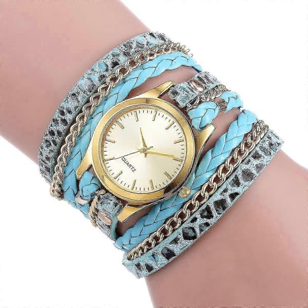 Omslagsur Leopardmønster Dame Moteklokker med Armbånd