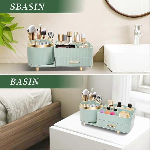 Cosmetic Storage Box, 360° Rotating Multifunctional Cosmetic Storage Shelf, Dressing Table Organizer.