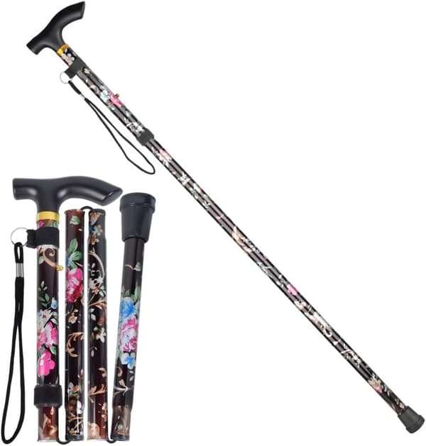 Gåstav, foldbare gåstave, bærbare gåstave til vandring, bjergbestigning, ældre (justerbar 84 cm - 95 cm)