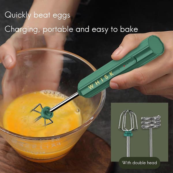 USB Rechargeable Electric Whisk Egg Beater Handheld Mixer Green