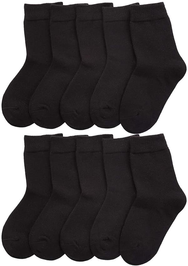 Barn Crew Sokker Bomull Gutter Jenter Skolesokker 8/10 Pakke Atletisk Basic Høst Uformell Sport Ensfarget ---- Svart 8-10 År 8-10 Years Plain ---- Black
