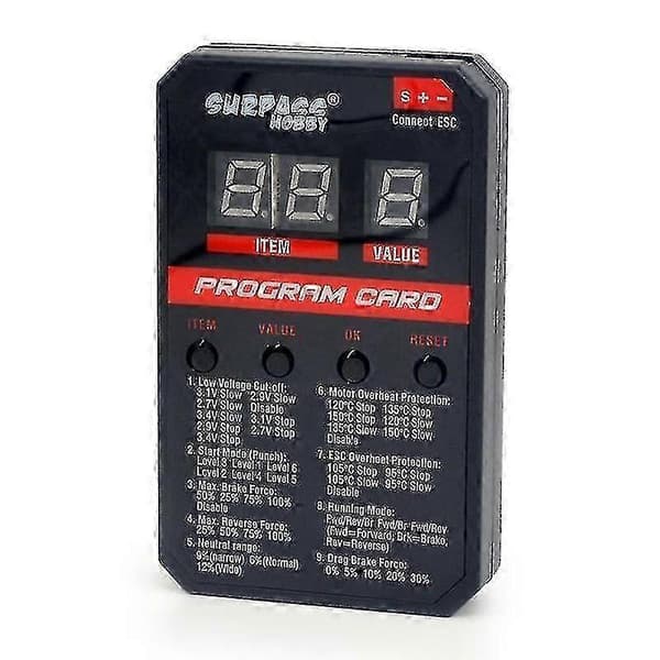 Surpass Hobby V2 LED-programkort til RC-bil til 25/35/45/60/80/120A