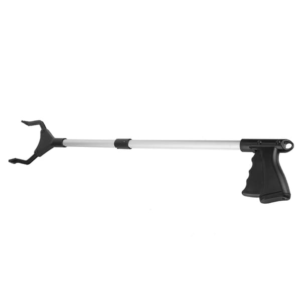 Multifunctional Foldable Long Trash Clip Grabber Tool Sanitation Cleaning Supplies Black Handle Silver Tube