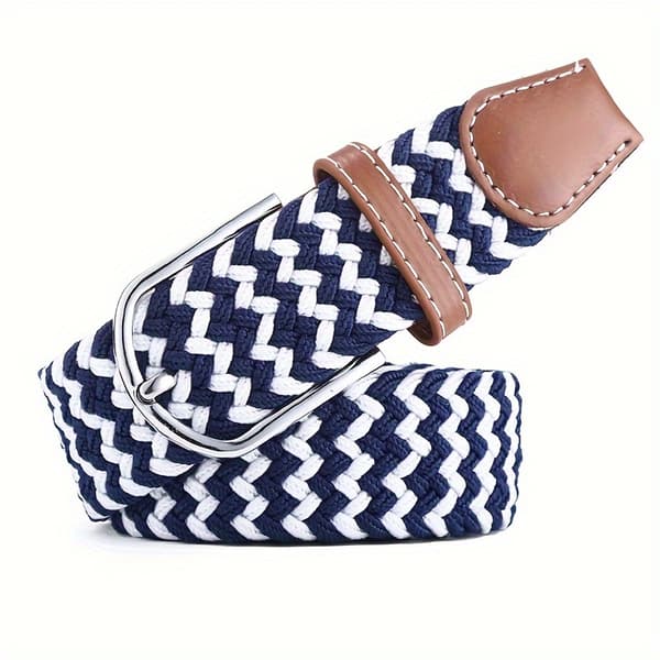 Herr Canvas Belte Dame Stretch Midjebånd Elastisk Vevd Belte Gjennomsnittlig Størrelse Blå Hvit Average Size Blue White