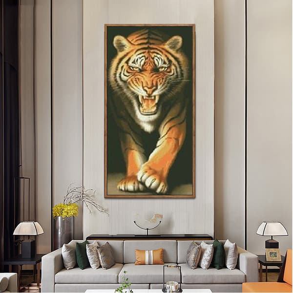 DIY Diamantmålning Full Borr 5D Handgjord Tiger Diamantmålning Vardagsrum Sovrum Väggdekoration (50x80cm)
