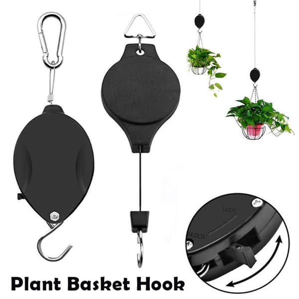 Retractable Plant Pulleys Flower Basket Hook Adjustable Telescopic Black Hook A 1pcs A 1pcs