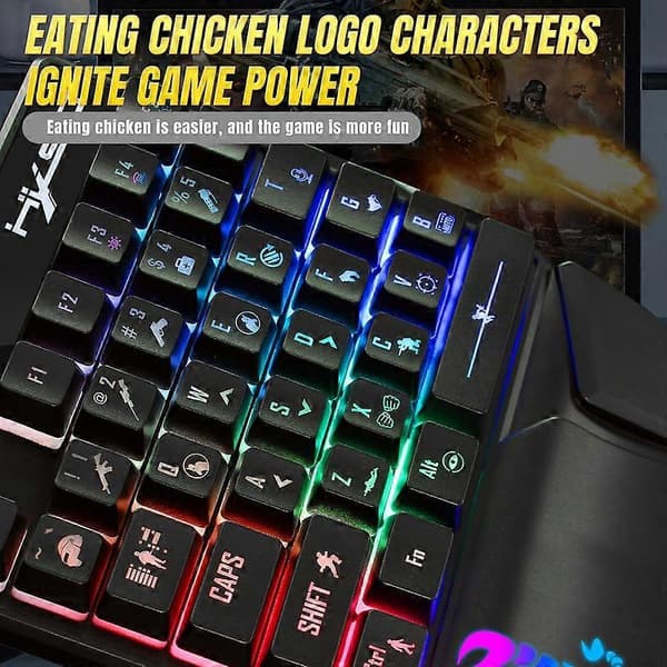 HXSJ V400 Wired Gaming Keypad One-Handed Membrane Keyboard with Backlight 35 Keys