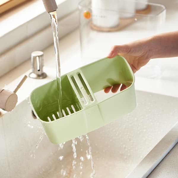 Multifunktionell Avdelare Bin Dränering Chopstick Cage Bestick Organizer Vit White