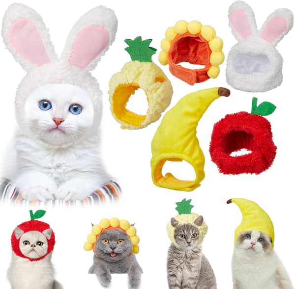 5 st kattmössor kattdräkt kaninhatt med öron rolig ananas