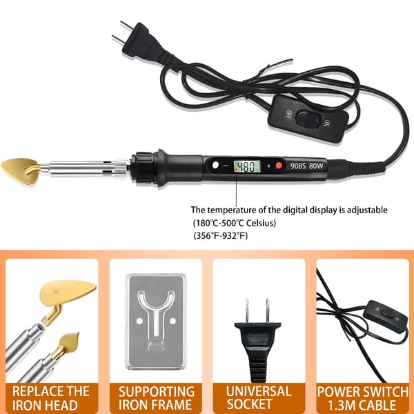 Compact Craft Iron with Digital Temperature Control, 80W Portable Mini Heat Tool for Sewing Projects and Accessories.