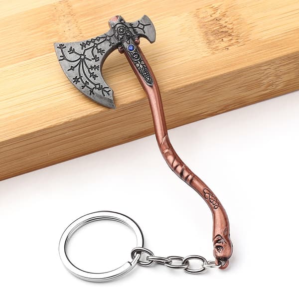 God Of War 4 Kratos Axe Keychains Exquisite Crystal Carved Pattern