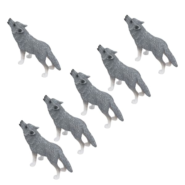 6 Pcs Wolf Figures, Lifelike Educational Arctic Wolf Animal Models for Collection Gifts, Cake Decorations