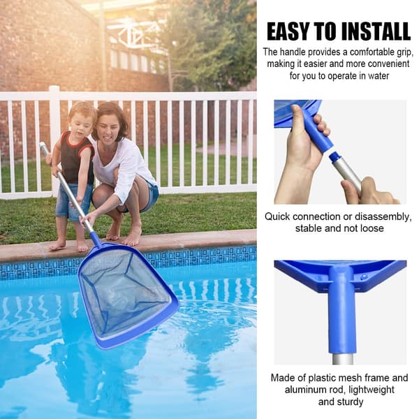 Pool Net Extra Fine Mesh 44x30cm, Pool Net Bottom With 150cm Aluminum Pole Pool Cleaning Kit Spa Net