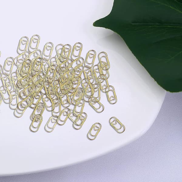 100 forgyldte papirclips Mini hjerteformede papirclips Bogmærke