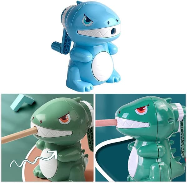 1 pc Pencil Sharpener, Manual Pencil Sharpener with Cartoon Dinosaur, Portable Pencil Sharpener for School (Blue)
