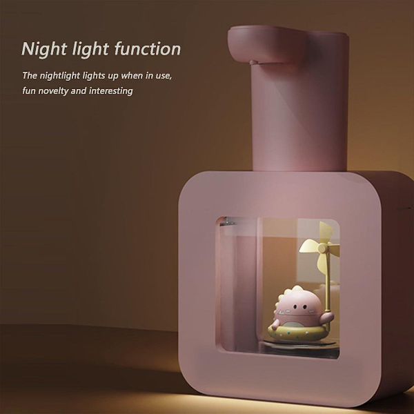 Pink Automatic Sensor Soap Dispenser - Foaming, Touchless, Warm Lighting, Cartoon Pet, Waterproof