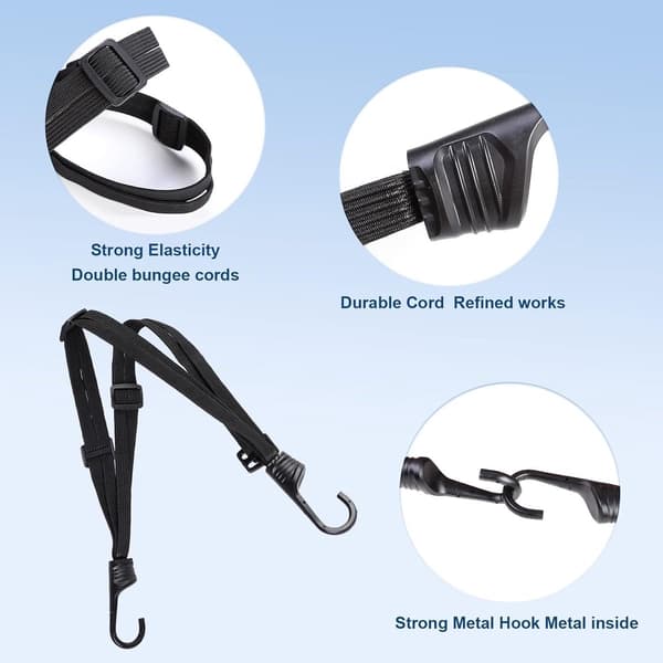 Bungee Cords with Hooks, 4 Pcs Adjustable Luggage Straps, Elastic with 8 Sliding Buckles, Black