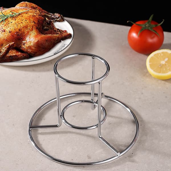 Stativ til kyllingestege, non-stick øldåse i rustfrit stål Kyllingeholder til BBQ-grillovn 1pcs
