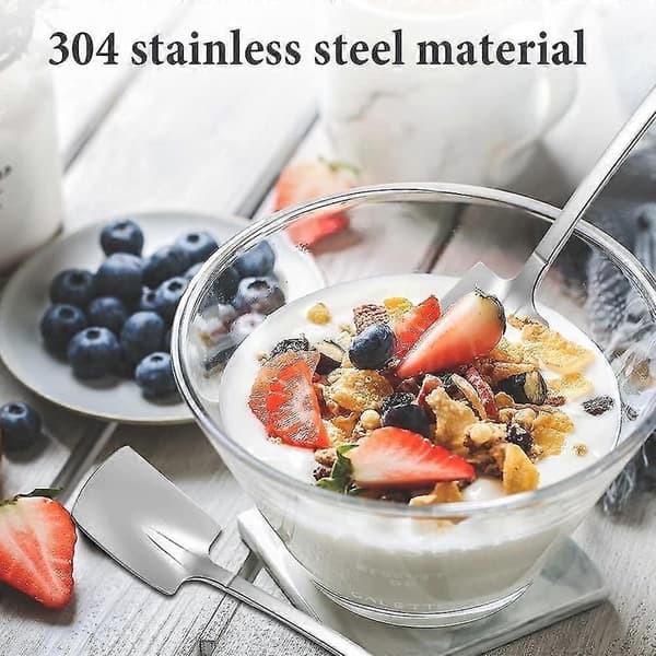 8 pieces stainless steel spade-shaped spoons, creative spade-shaped red spoon gift Y