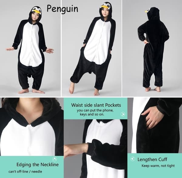 Fancy Cosplay Kostyme Onesie Pyjamas Nattøy for voksne Pingvin L