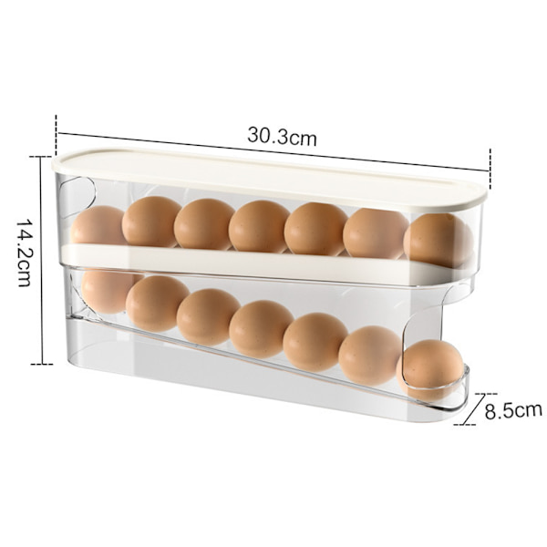 Double-Layer Egg Storage Box with Sliding Drawer, Large Capacity, Stable Countertop Egg Storage Box, Cream Cream