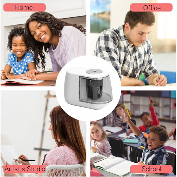 Fully Automatic Pencil Sharpener Spiral Blade USB Pencil Sharpener (White)