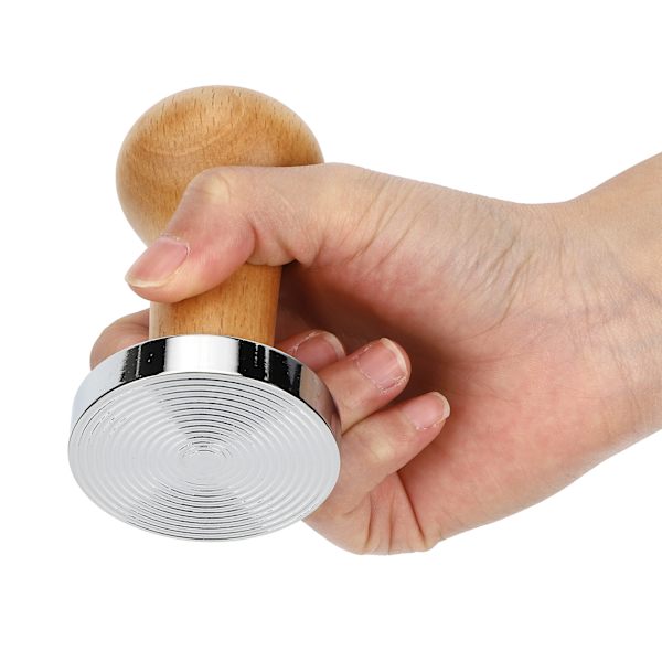 58mm Tre Kaffe Tamper Press Hammer Gjenget Base Kaffepulver Tilbehør