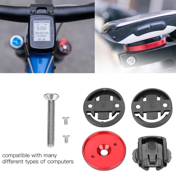 Road Bike Computer Holder, Stem Top Cap Stopwatch GPS Speedometer Mount (Red)