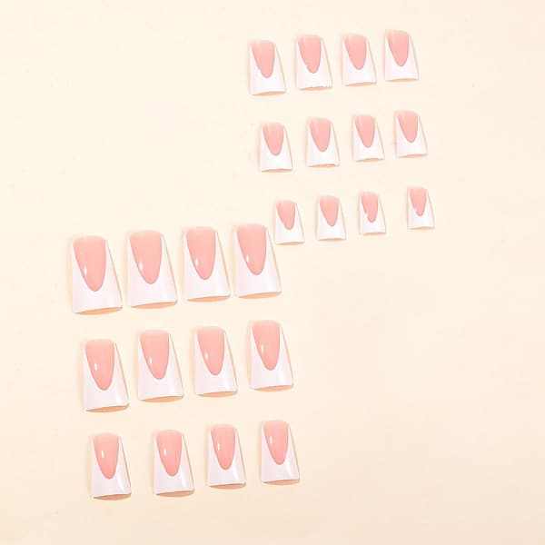 Medium Press on Nails Rosa Fyrkantiga Lösnaglar Anknäbbsformade Akrylnaglar Full Cover