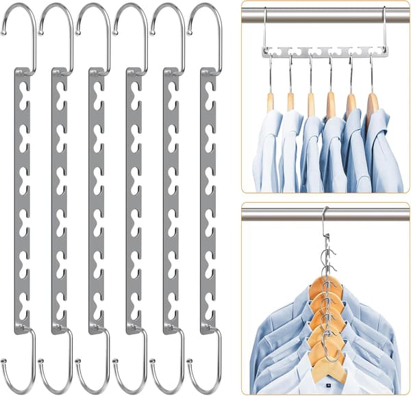 PCS Space Saving Hangers, Non-Slip Stainless Steel Hangers, Multifunctional Space Saving Hangers