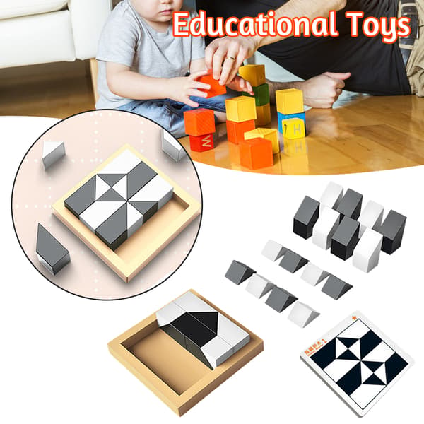 Treleksak med skjult blokk Flere spill DIY Monter puslespill Leksaker for gutter Jenter One Set
