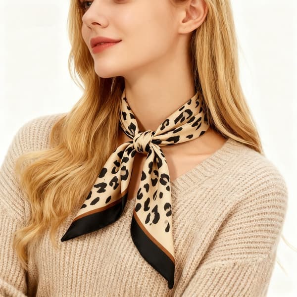 Svart-68cm Svart Leopardmønstret Skjerf Universal Høst Vinter Polyesterfiber Skjerf Varm Solbeskyttelse Hodeplagg Nakkeomslag Sjal
