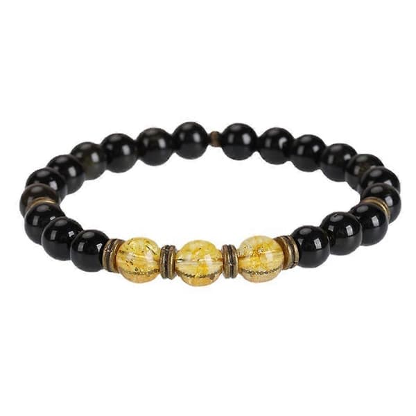 Citrine and Obsidian Beaded Bracelet for Energy