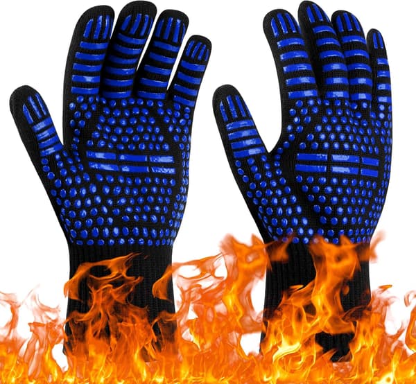 Blå - 1 par, grillhansker, ovnhansker varmebestandige opp til 800°C