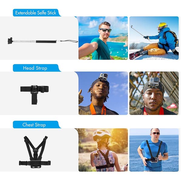 Andoer 48-in-1 Action Camera Accessory Kit Sports Camera Accessories Set Replacement for GoPro Her