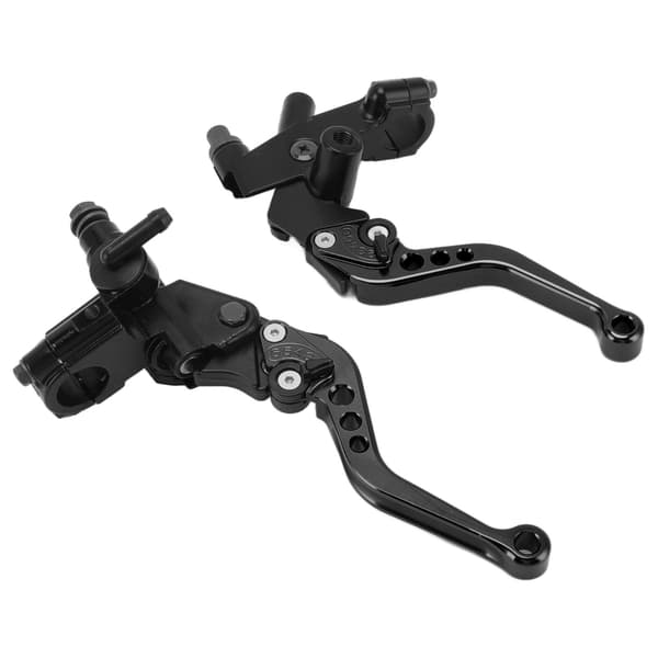 Pair Motorcycle Brake Clutch Pump Levers with Hydraulic Master Cylinder Reservoir Replacement for Suzuki Black