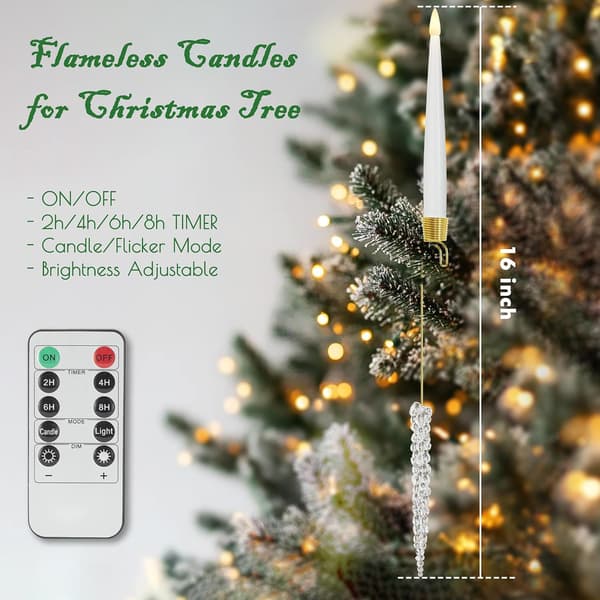 Christmas Tree Lights with Remote Control and Timer, 6-pack Flameless Candles for Christmas Tree, Flickering LED Lights for Indoor Use - Clear Crystal Ball 12pcs 12pcs