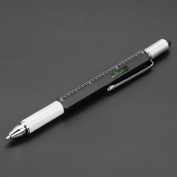 1 stk 6-i-1 metal multiværktøjspen sort pen penna